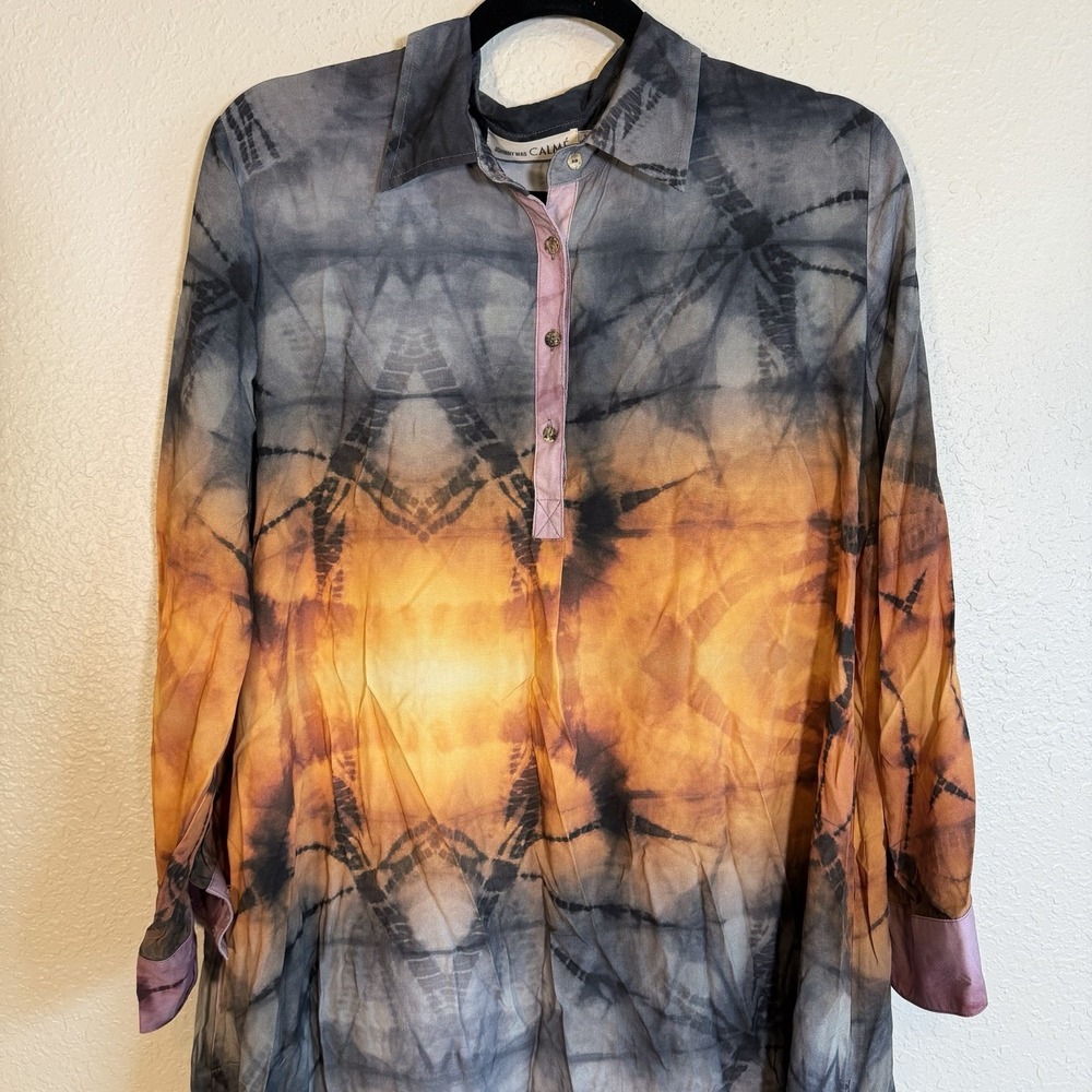Johnny Was CALMÉ Dress‎ Midi SZ Small Art to Wear Tie Dye Lagenlook Boho Resort - Picture 5 of 12